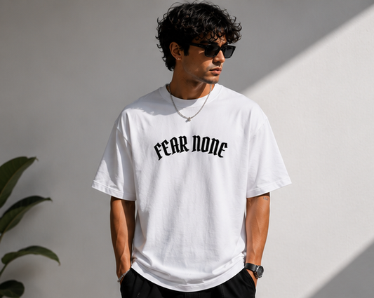 Fear None Oversized Tee-White