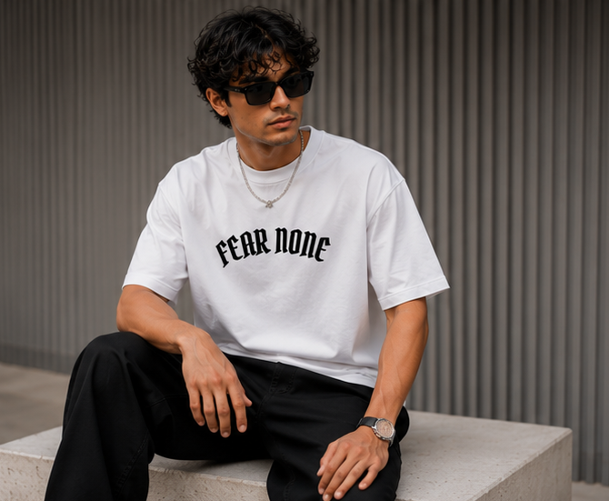 Fear None Oversized Tee-White