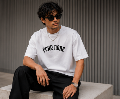 Fear None Oversized Tee-White
