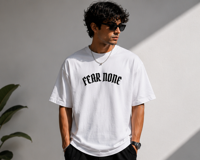 Fear None Oversized Tee-White