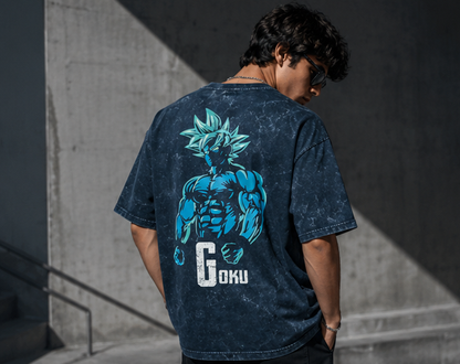 Anime Streetwear Acid Wash Tee – Goku Edition