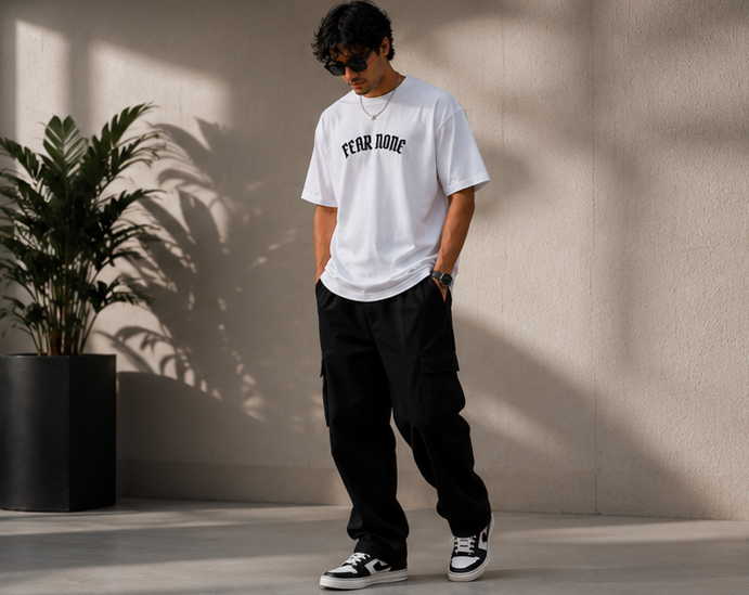 Fear None Oversized Tee-White