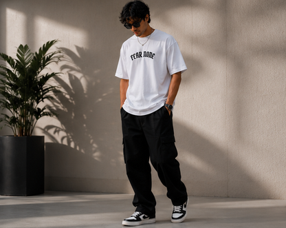 Fear None Oversized Tee-White