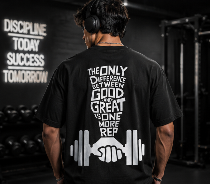 Gym Aura Oversized Tee-Black
