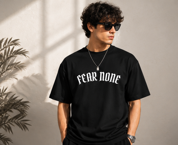 Fear None Oversized Tee-Black