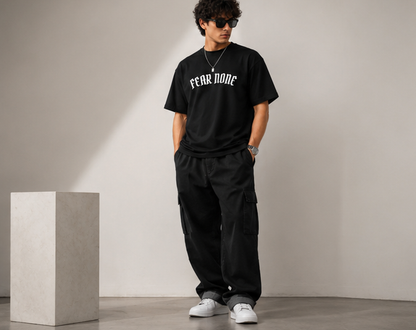 Fear None Oversized Tee-Black