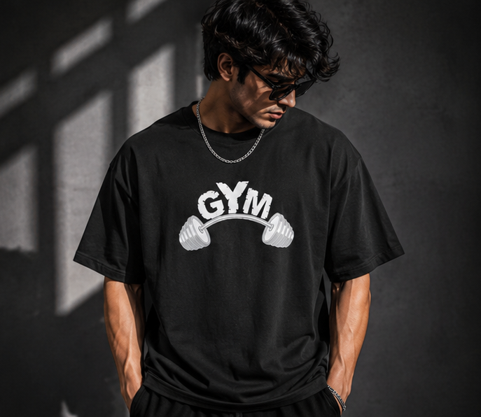 Gym Aura Oversized Tee-Black
