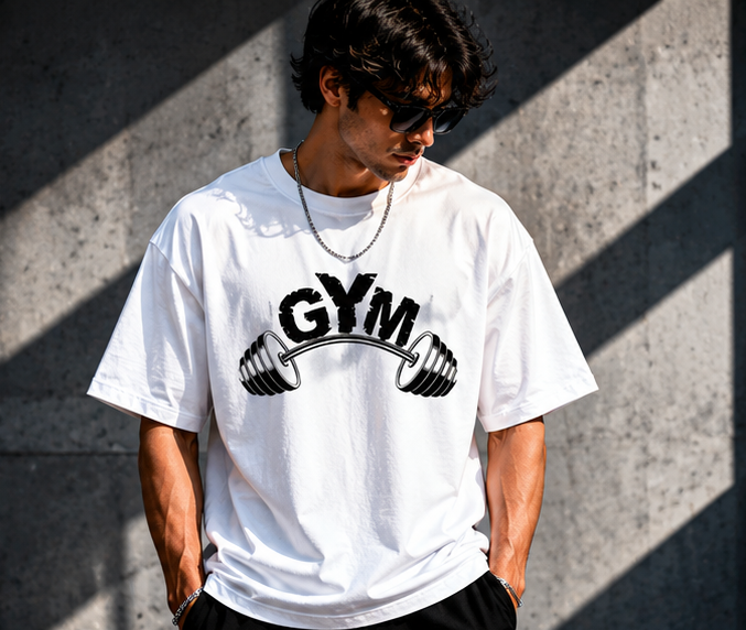 Gym Aura Oversized Tee-White
