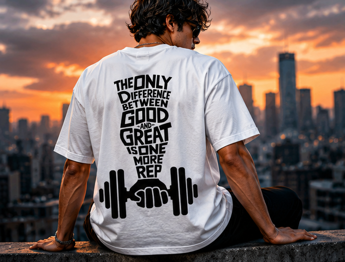 Gym Aura Oversized Tee-White